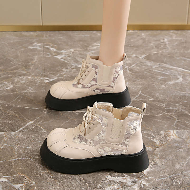 Women's Chunky Sole Ankle Boots - 2025 Summer Mesh Martin Boots Flat Platform Sandal Booties