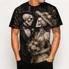 Day Of The Dead T-shirt For Men Women 3D Print Couple Skeletons Pattern Short Sleeve T Shirts Holiday Friends And Relatives 2027