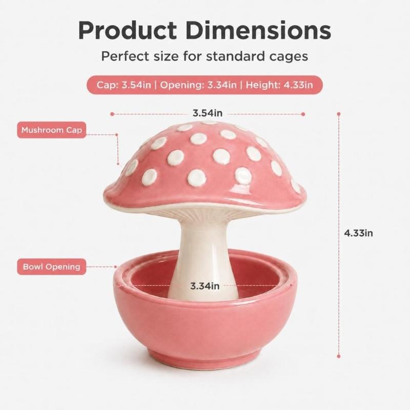 Garden Display Bird Bowl for Pet Birds, Molded Mushroom Dish with Open Bowl, Center Stem, Home Use, and Daily Use