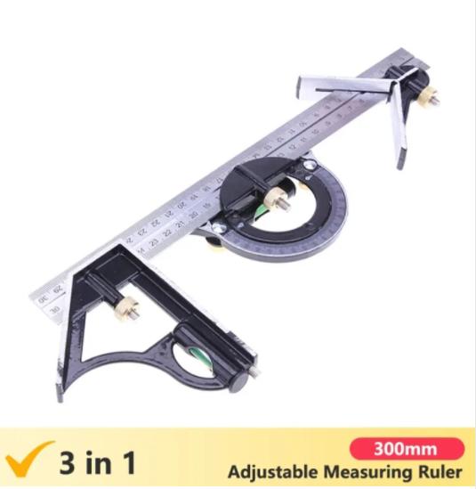 300mm Stainless Steel Angle Combination Square Ruler Mobile Horizontal Movable 45Degree Right Carpenter Woodworking Level Moving