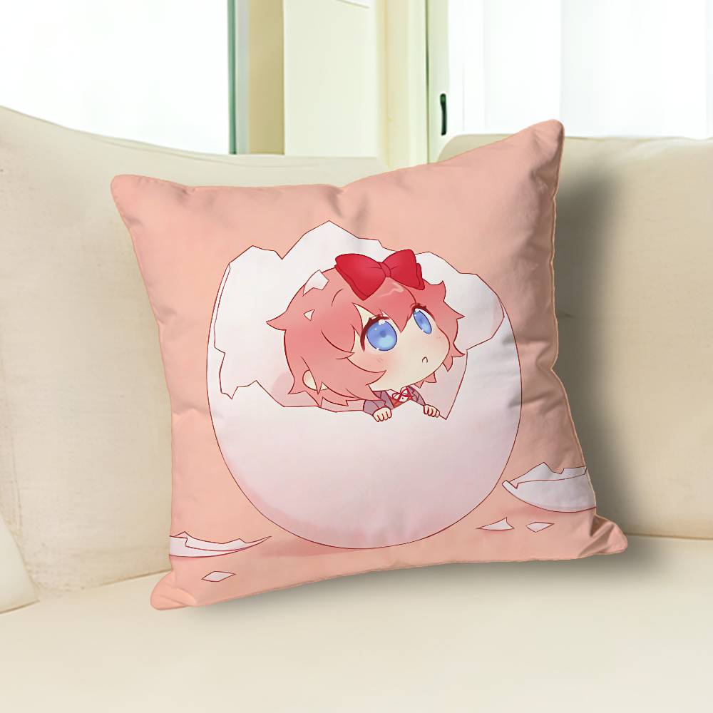 Cute S-Sayoris DDLC Pillow Cases for Bedroom Living Room Sofa Home Decor Polyester Cushion Cover with Zipper