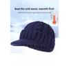 Pánská pletená zimní čepice s fleecem - Teplá čepice bez okraje s krátkým kšiltem vhodná pro střední věk a seniory, silná čepice odolná proti chladu