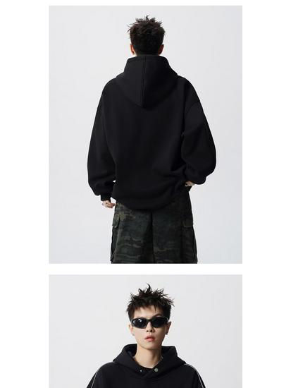 Unisex Trendy Button Design Hooded Sweatshirt - Versatile Loose Fit
