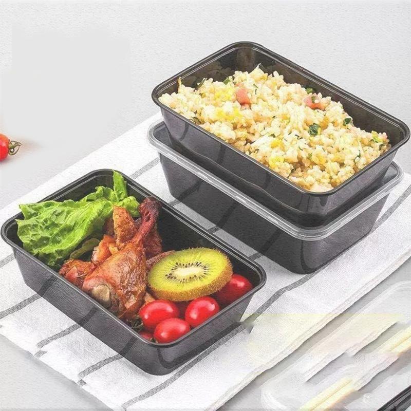 10Pcs Thickened Disposable Food Boxes Packing Meal Box Rectangular Microwavable Food Storage Container Takeaway Tableware