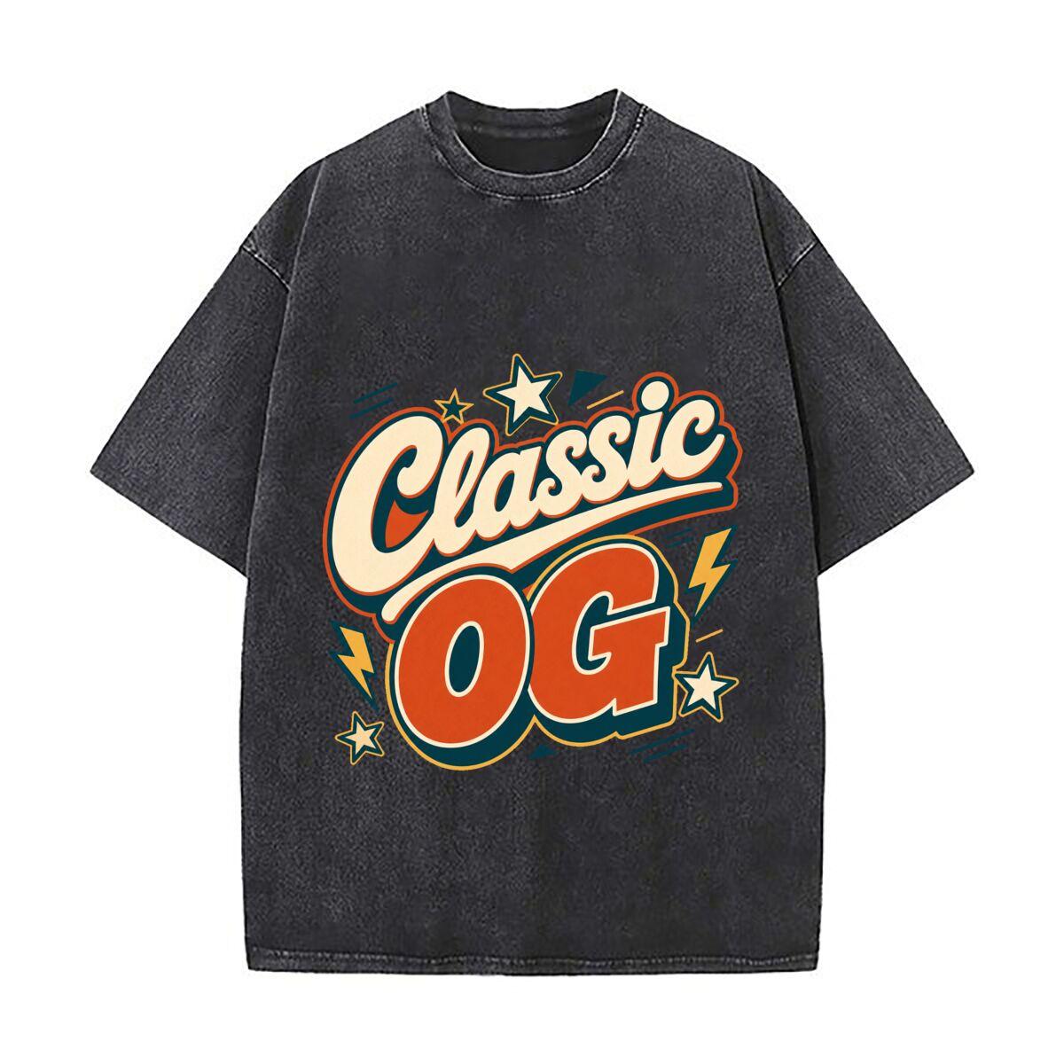 Bold Classic OG Retro Typography Vintage Distressed Washed Cotton Short Sleeve Streetwear Outfit S
