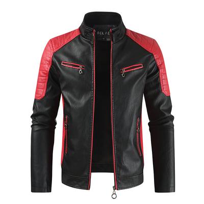 Herrenjacken Motocross-Mäntel Slim-Fit Farbe Fashion Design Leder Bikerjacken Lederjacken