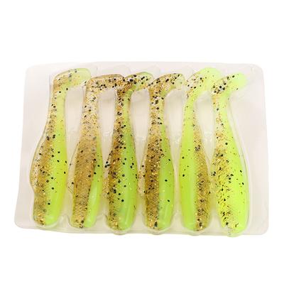 6pcs Leurres Souples avec Queue en T Silicone 8cm 5g Double Couleur Réalistes Équilibrés Appâts pour la Pêche