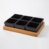 Qianxing Ceramic and Bamboo Six-Grid Serving Platter