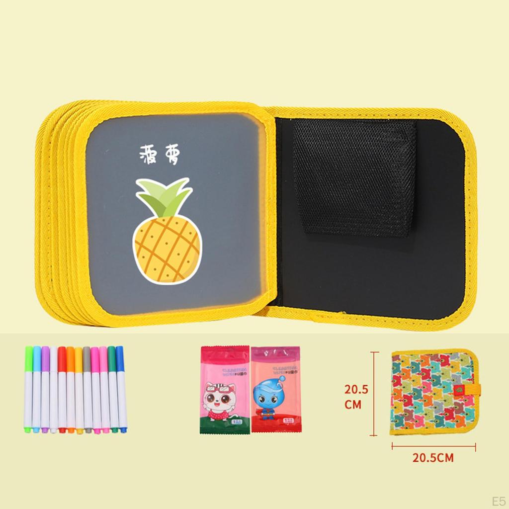 Löschbares Kritzelbuch Set Doppelseitige Zeichen- und Schreibtafeln für Kinder Jungen Mädchen 7 Seiten Auto,