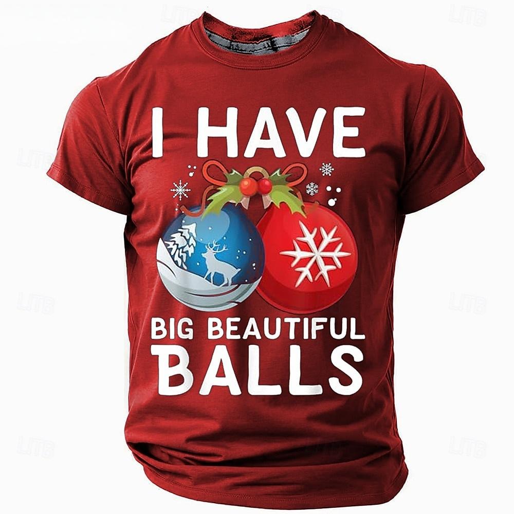Happy Christmas Men's T-Shirt Cute Snowman Pattern Print Short Sleeves Casual Round Neck Pullover Tees New Year Men's Clothing