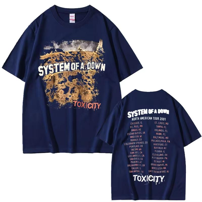 2026 Summer Fashion Trendy Tee Vintage Rock Band System of A Down Toxicity Tour T Shirt Men Women Gothic Punk Rock T-shirts