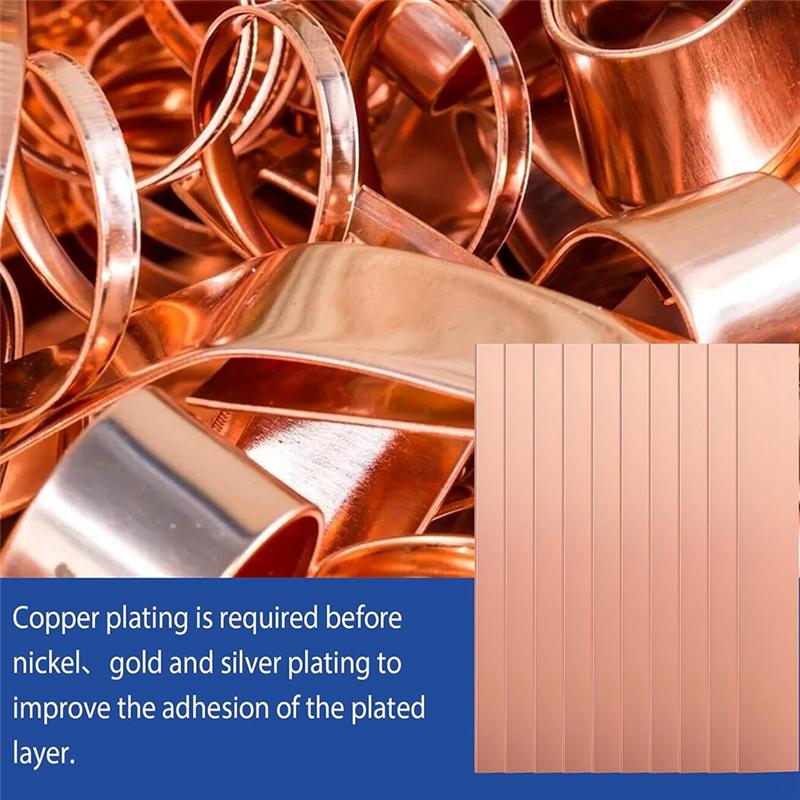 AB34-Pure Copper Anode Strip 10 Pcs 99.99%, For Electroplating Kit Compatible 5.9  X 0.98  X 0.04  Copper Plate Sheet