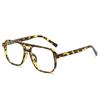 Hot Pilot Glasses Frame, Retro Double Bridge Square Flat Mirror