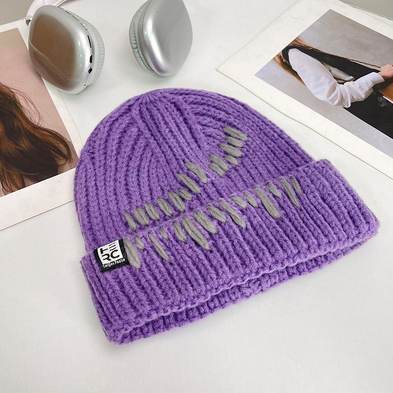 Korean Style All match Knitted Hat Warm Ear Protection Pullover Hat for Women Autumn and Winter Personalized Cold Hat Thickened Plush Hat Small Face