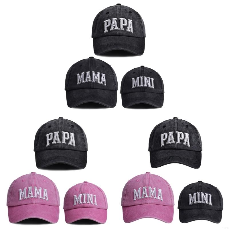 Pack Of 3 Embroidered Baseball Cap For Family Cotton Polyester Blend Adjustable Size Sun Shade Y08E