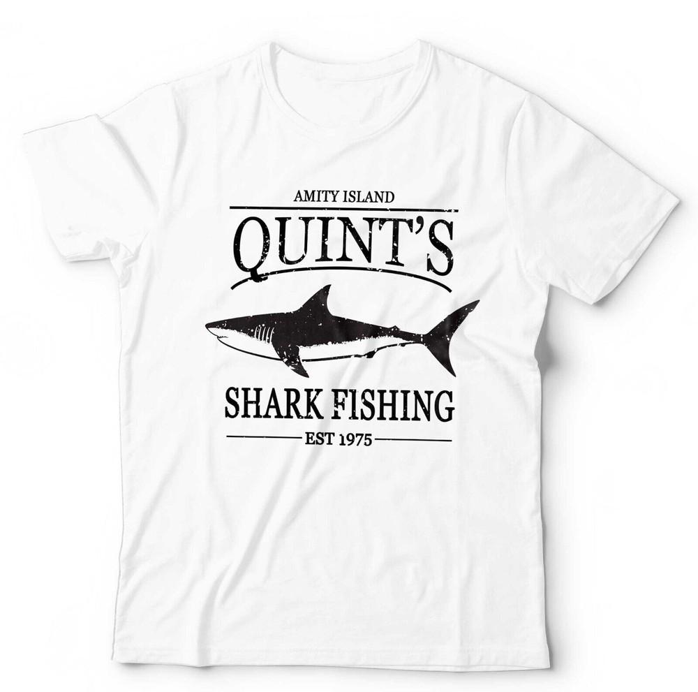 Quints Shark Fishing Unisex TShirt Large Fit 35XL Amity Island Jaws Retro 1975 3XL
