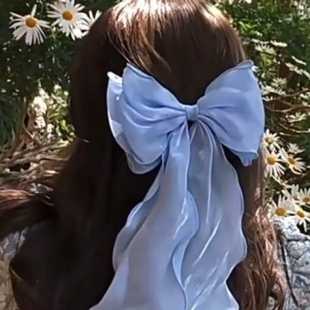

Mno [G&G] Ami chiffon long ribbon automatic pin organza hair pin chiffon hair clip long ribbon pin beige