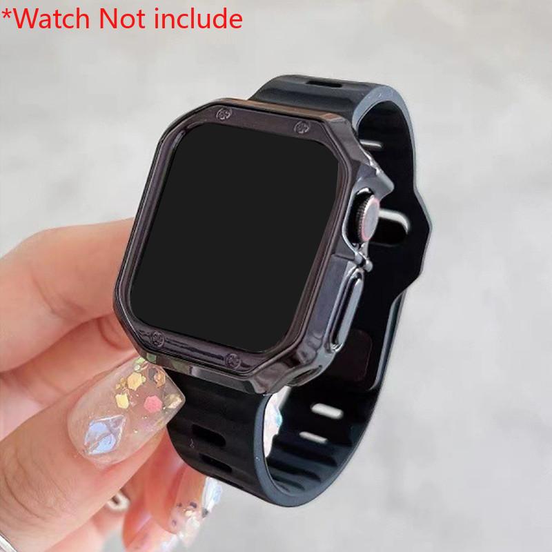 TPU Plating Case+Silicone Strap For Apple Watch Ultra 2 1 49mm Series 10 46 42mm 9 8 7 6 5 4 3 2 1 Hollow Out Protective Accesso
