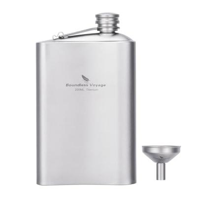Boundless Voyage Titanium Hip Flask with Funnel, 200ml, Lightweight and Stylish, Portable Whiskey Bottle, Perfect for Alcohol, Fuel, and Water, Perfec