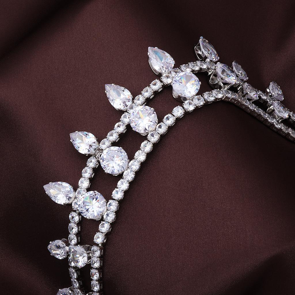 High luxury handmade bride zircon necklace crystal double row neck chain atmospheric fashion atmosphere niche jewelry