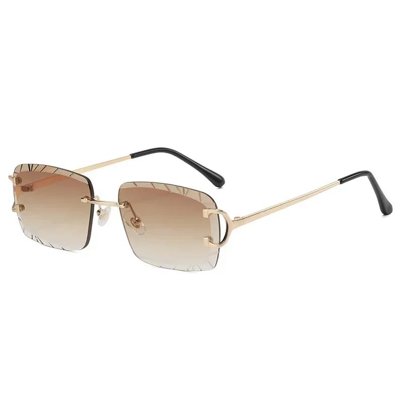Fashion Square Sunglasses Vintage Women Men Frameless Sun Glasses Rimless Retro Luxury Brand Designer Eyeglasses Uv400 Travel