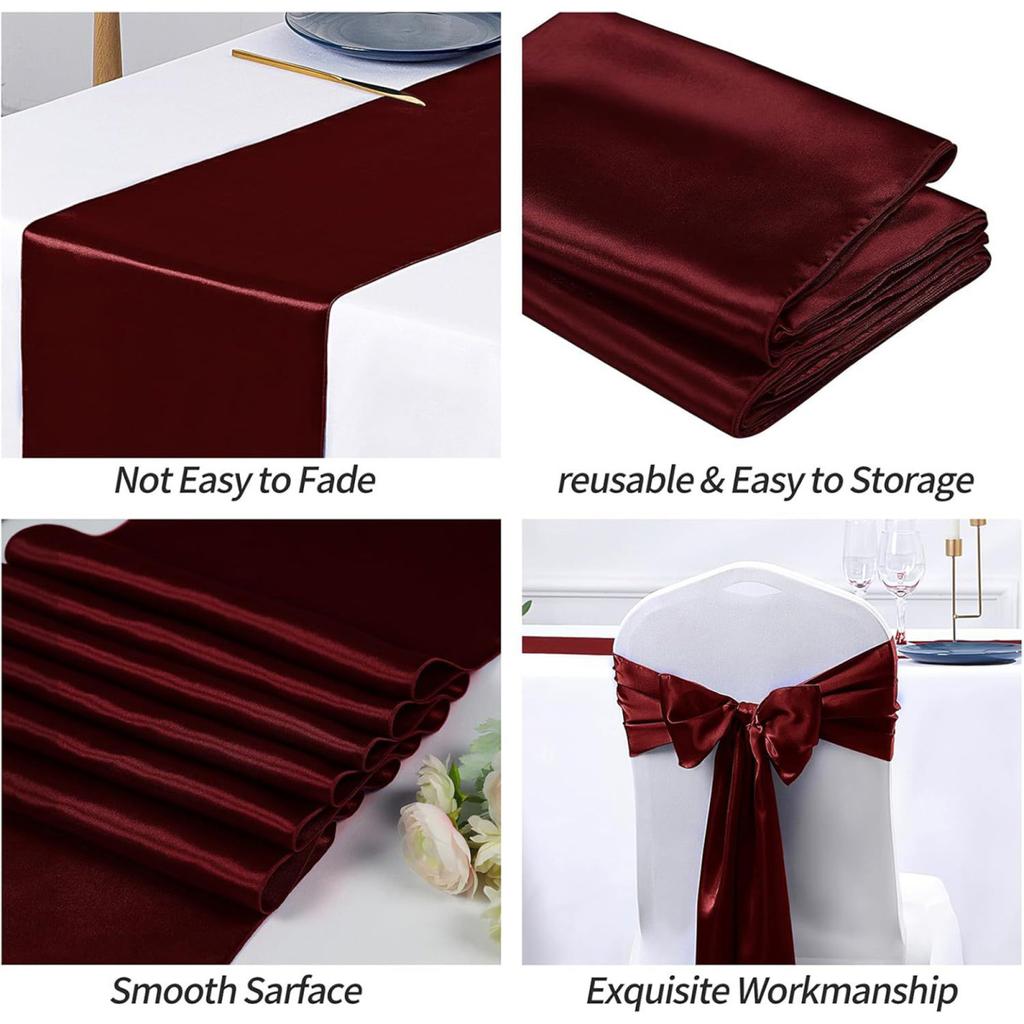 Bordslöpare i satin 108 x 12 tum Skrynkelfri bordslöpare Enfärgad bordslöpare för Bröllop Födelsedagsfester Banketter Matsalsbordsdekor