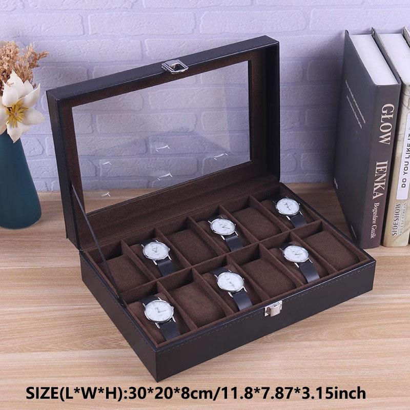 Delesys 2/3/4/5/6/8/9/10/12/20 Slots Household Multi Functional Watch And Jewelry Storage Box Pu Leather Watch Display Case