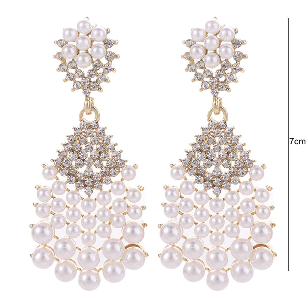 Shining Pearl Rhinestone Earrings Luxury Crystal Jewelry Bridal  Earrings  Banquet