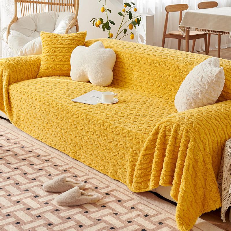 Thickened Plush Sofa Cover Cloth Full Cover Cream Wind Sofa Cover Towel Winter Anti Cat Scratch Sofa Cover Cover Blanket
