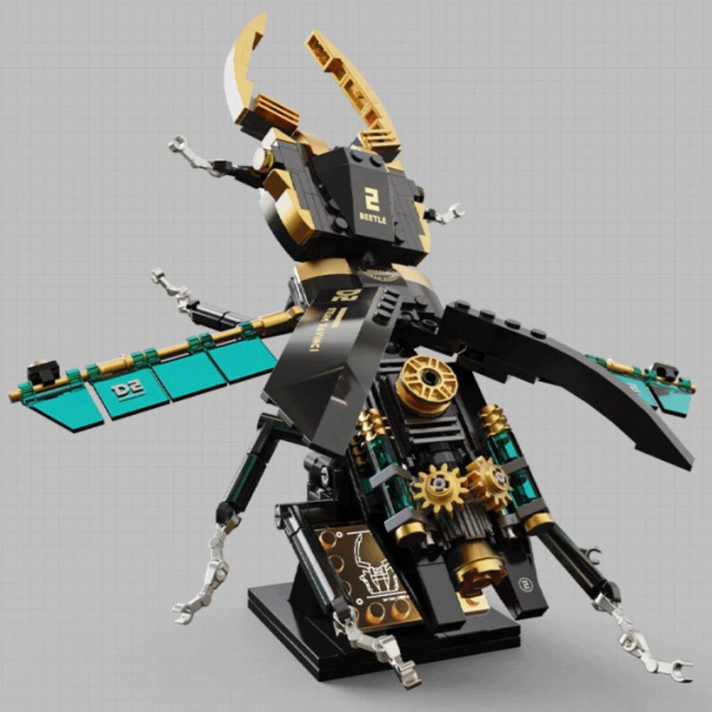 Animal Insect Stag Beetle Retro Mechanical Wind Reloaded Saw Spade Building Blocks Bricks Model Decoration Toys Childrens Day  Gift for Boy Girl