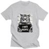 I Hate People Meow Tričko s potiskem Fun Cat Print Trička Volné Street Krátký rukáv Dámské/Mužské 100% bavlna Oblečení Neformální tričko