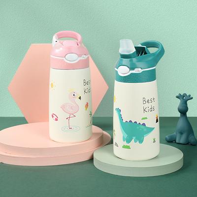 400ML 316 Stainless Steel Vacuum Flasks Thermos Bottle Kids Water Bottle Cartoon Animal Thermos Mug Baby Duck Billed Straw