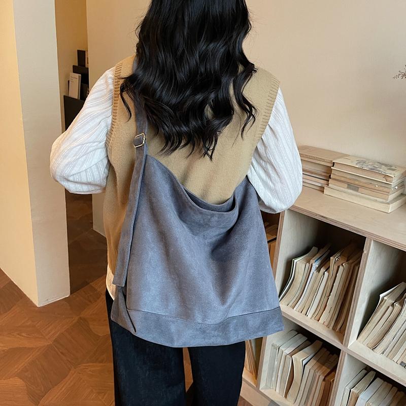 Minimalist Tote Bag for Women Fashion Shoulder Bag with Soft Suede Texture Large Capacity