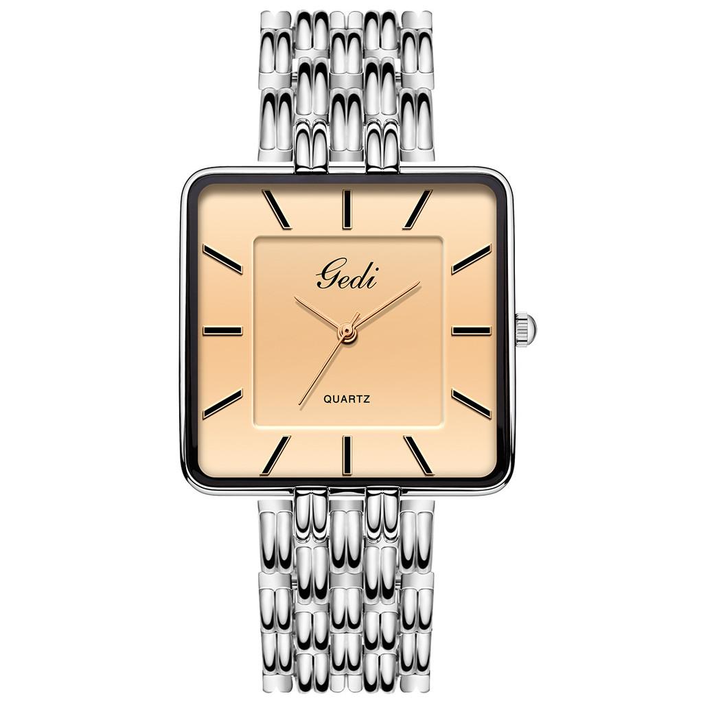 

Gedi Minimalist Square Couple Watch With Quartz Movement For Gift And Fashion Accessory Tea Glass