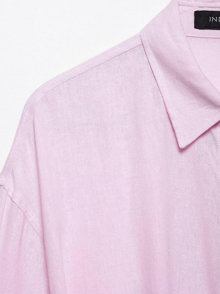 TAOP&ZA Women's Spring/Summer Waist-Tie Long Sleeve Shirt with Turn-Down Collar