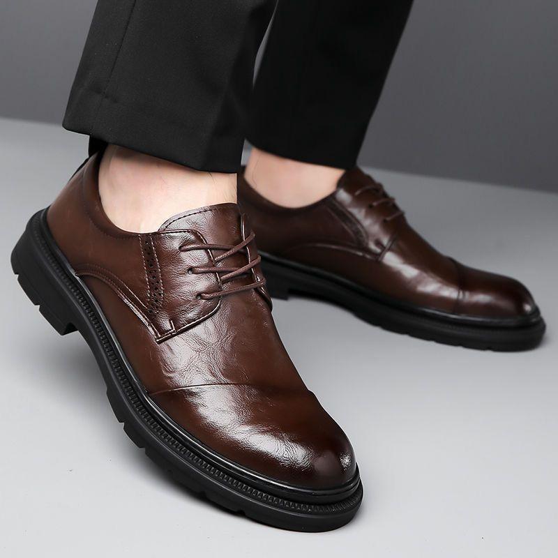 Round Toe Thick Sole Male Casual Shoe Classic Original on Sale Fashion 2025 Trend Comfortable New in Men's Leather Brogue Shoes