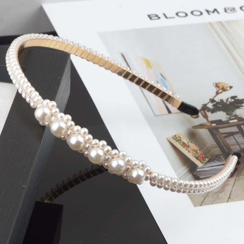 "Korean Style Pearl Bridal Headband - Handmade Fashion Accessory"