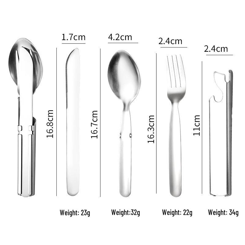 Stainless Steel Travel BBQ Utensil Set: Knife, Fork, Spoon & Bottle Opener