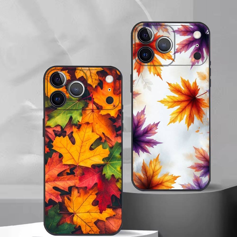 Colorful L-Leaves Phone Case Silicone Soft For IPhone 17 16 15 14 13 12 11 X XR Plus Pro Max Plus