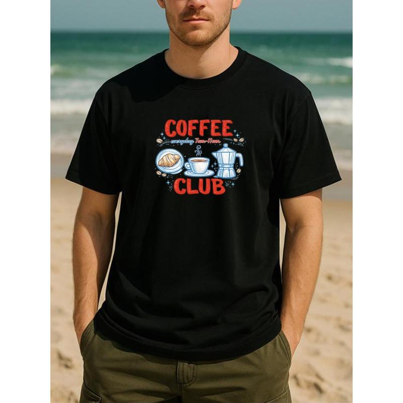

European sizes Coffee Club Coffee Theme Soft T-shirt for Coffee Lovers. This Comfortable T-shirt Is Highly Versatile for Fitness Training 4XL чорний