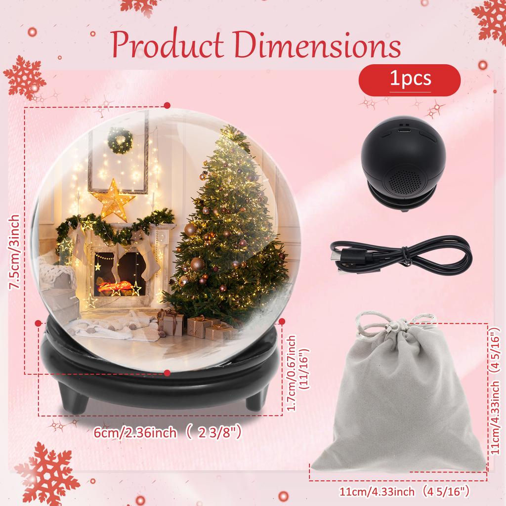 Video Crystal Ball Memory Sphere Art Glass Ball Lamp Spherical 3D Memory Orb Videos Player Christmas Valentine's Day Gifts