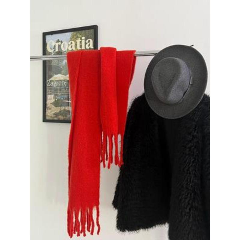 Limited-time snap-up price! Mohair fleece scarf women's 14 classic colors, warm in autumn and winter, soft and thickened scarf, solid color
