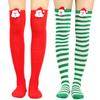Women Cute Plush Santa Claus Striped Over Knee Long Socks Thigh High Stockings for Christmas Cosplay Costume Hosiery