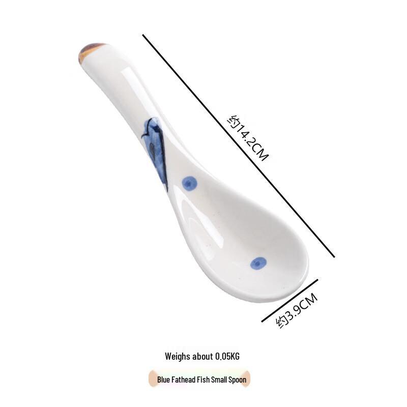 Japanska Keramiska Lyckofisk Långskaftade Skedar, 2-delat Set