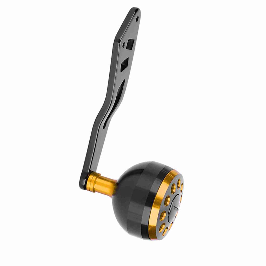 Fishing Reel Handle CNC Knob with Fittings Replacement Parts Accessory (Black+Gold)
