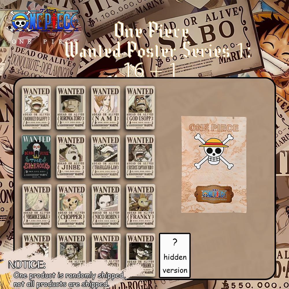 1pc Officially Licensed One Piece Wanted Poster Rectangular Badge Blind Box – Anime Collectible for Decoration and Gifting.