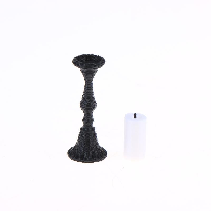2Pcs Miniature Retro Candle Holder Set With 2 Candles Dollhouse Simulation Candlestick Model Dolls House Mini Scene Decoration