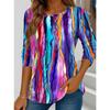 Women's T shirt Long Sleeve Crew Neck Long Sleeve Tunic Graphic Geometric Striped Vintage Stylish Regular Tops