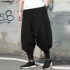 Men Elastic Waist Casual Fake Two-piece Baggy Drop-crotch Pants Long Trousers