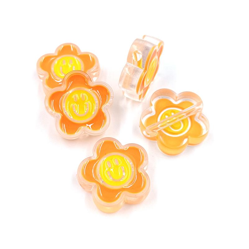 Accessories Zinc Acrylic DIY Crafts Dripping Oil Smiley Flower Necklaces 5Pcs Keychain For Jewelry Making Earrings Charms Cute Pendants